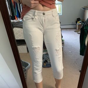 White Arizona Capris with Rips